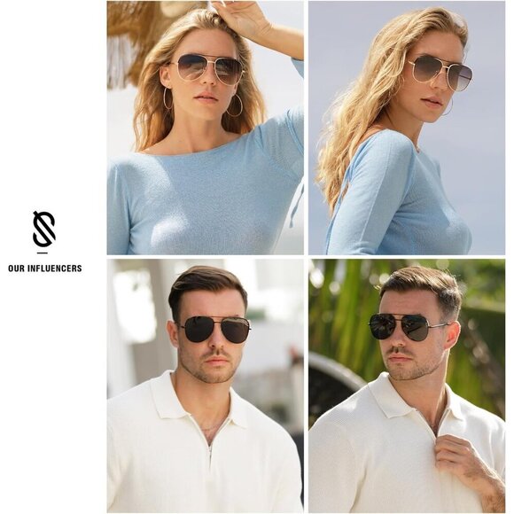 Oversized Aviator Sunglasses Men Women UV400 Protection Metal Frames Gift main image 5